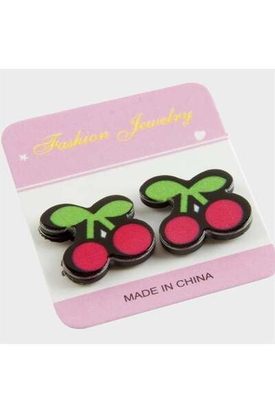 TakÇalıştır Cherry Magnet Plastic Children's Earrings