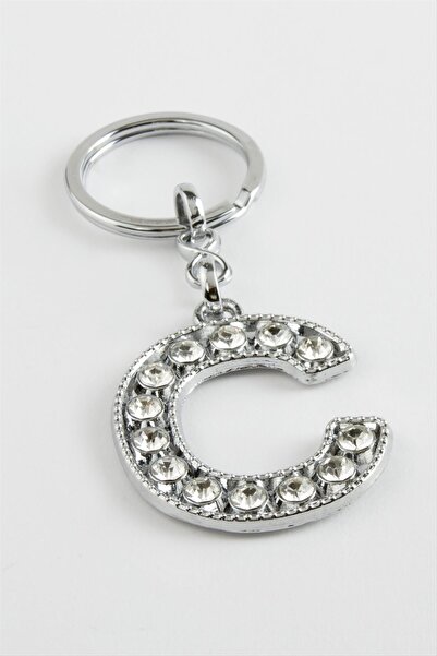 CT STONES Silver Colored Stone Letter Keychain