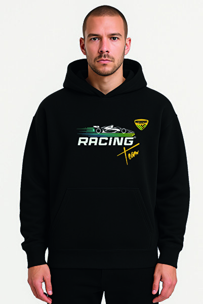 Racıng Motorsport Black Hooded Unisex Sweatshirt Hoodie