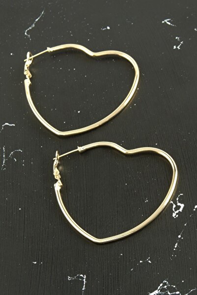 Marsilyan Heart Trend Earrings 5 cm Ilkel-Bjt940