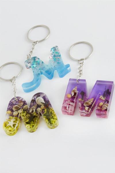 Ayena Moda سلسلة مفاتيح إيبوكسي بحرف M