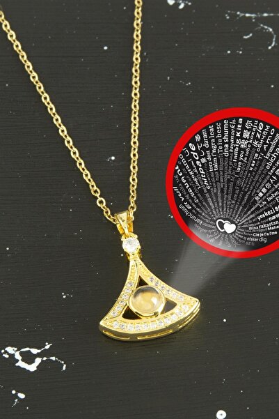 OSENSE قلادة فاخرة بيضاوية الشكل من الفولاذ مكتوب عليها 'أحبك' بـ 100 لغة