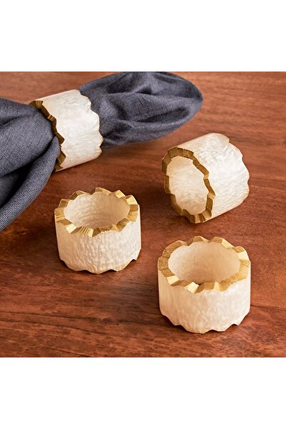 Generic مجموعة حلقات مناديل بيج المكونة من 4 قطع - 5 سم