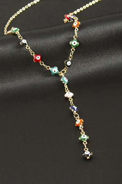 staınless steel Flower Enamel Y Necklace