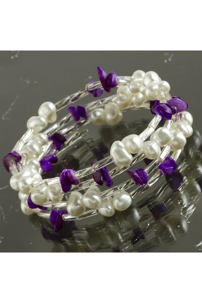 nolva سوار حلزوني من الحجر الطبيعي المكسور واللؤلؤ