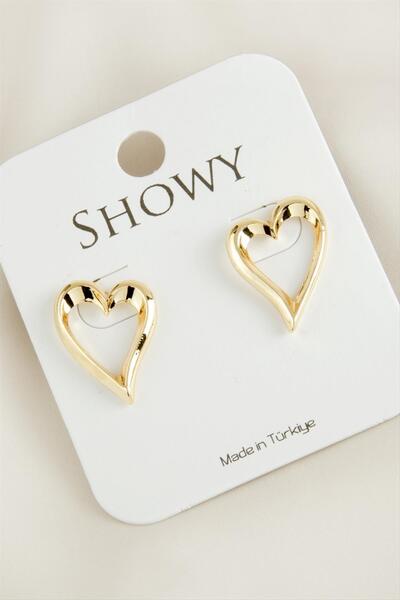 ZERO LAND Msa-Shop Heart New Season Metal Earrings-Yellow