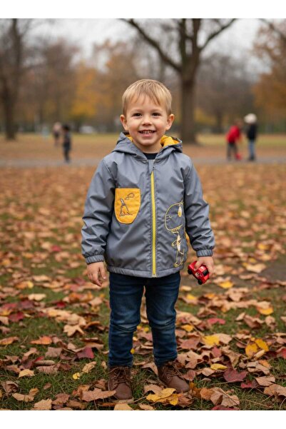 NiLi Style Raincoat with Dinosaur Motif and Waterproof Lining for Boys