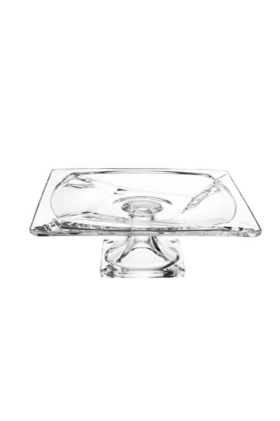ORIAN Square glass dessert and fruit serving plate with base, 31*31 cm