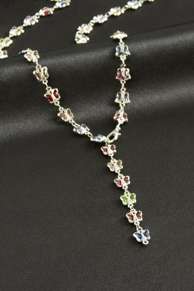 mymodahome قلادة على شكل فراشة من حجر الزركون على شكل حرف Y