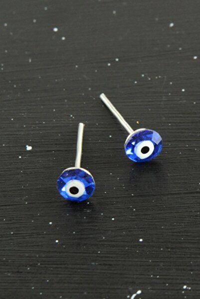 Marsilyan Crystal Stone Evil Eye Enamel Tiny Earrings 0.4 mm