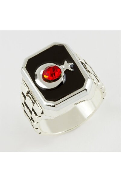 SiHako Ay Yıldız Yazılı Metal Erkek Yüzük