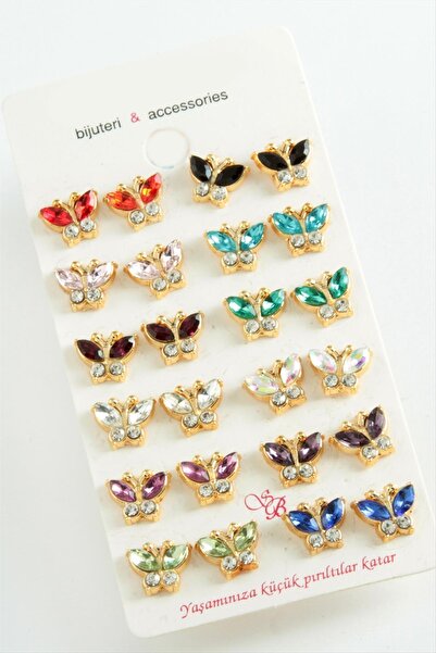 Okyanuss Accessories MTXDPN حجر الفراشة (104731) أقراط صغيرة - أصفر