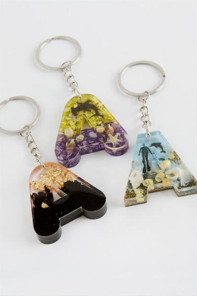 OSENSE سلسلة مفاتيح إيبوكسي بحرف A