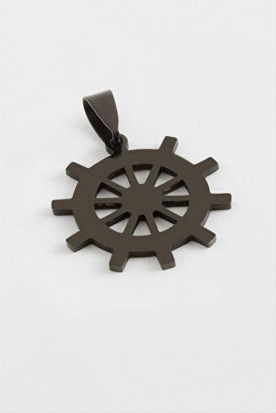 Okyanuss Accessories قلادة من الفولاذ على شكل دفة قيادة بطول 2.5 سم