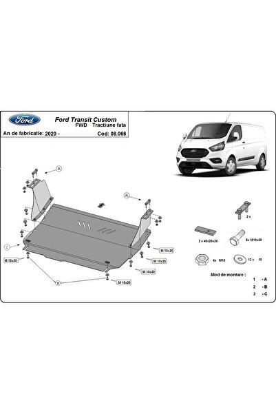 MTR Scut metalic Ford Transit Custom motor