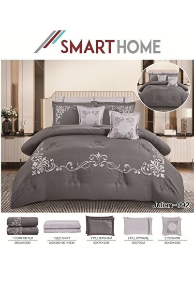 smart home Double Comforter - 8-piece embroidered Premium bedspread set made of 100% microfiber, 260x240cm