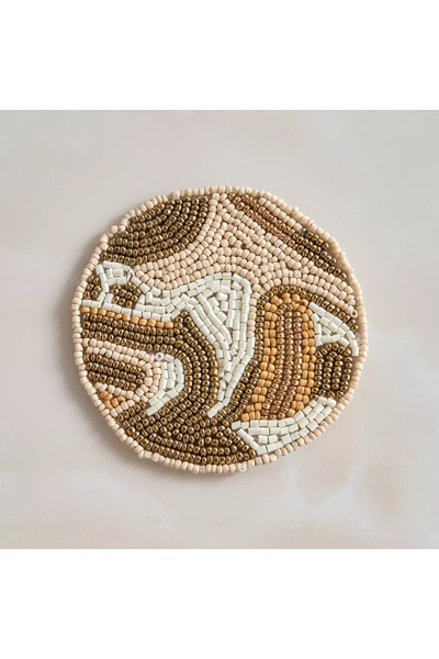 Generic طقم كوستر دوري المزين بالخرز، مكون من 4 قطع - 10×10 سم