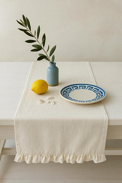 Buldan CSN Tekstil fırfırlı buldan keteni runner