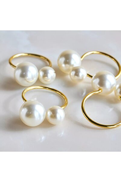 Generic طقم حلقات مناديل لؤلؤية مكون من 4 قطع - 4×4 سم