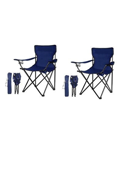 Generic Camping Chair Set – 2 Foldable Oxford Fabric Chairs with Metal Legs (Blue)