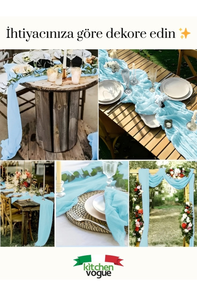 Kitchen Vogue Bohem Dekoratif Runner Masa Örtüsü | Düğün, Parti, Söz, Nişan, Özel Gün Dekorasyonu Sofra Süslemesi