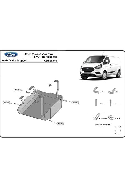 MTR Scut metalic FORD Transit Custom motor
