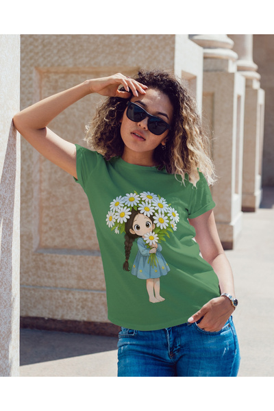 MVRDAR Tricou unisex 100% bumbac Flower Power pentru femei si fete