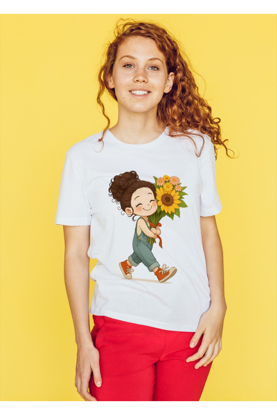 MVRDAR Tricou unisex 100% bumbac Flower Power pentru femei si fete