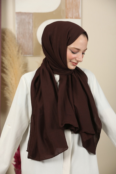 aldyoo Plain Pattern Cotton Viscose Shawl Chocolate Brown