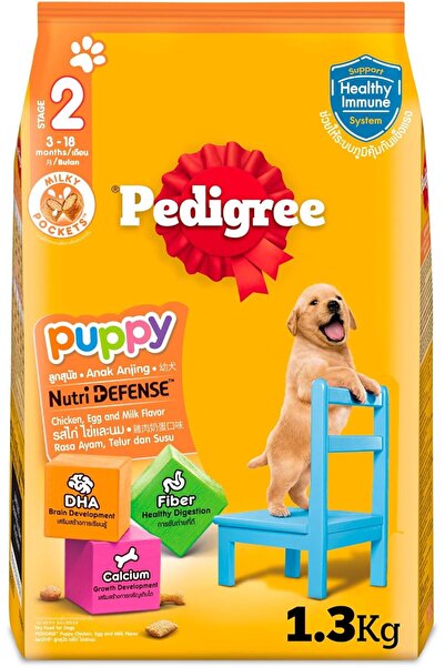 Pedigree Puppy Dog Food, Milky Pockets with Chicken, Egg, and Milk Flavour Dog Food Dry, 1.3Kg, Nutr