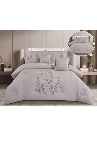 smart home Double Comforter - 8-piece embroidered Premium bedspread set made of 100% microfiber, 260x240cm