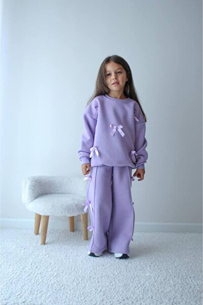 ARBİ kids طقم ملابس مزدوجة للفتيات بنمط فيونكة وثلاثة خيوط مزخرفة للعودة إلى ...