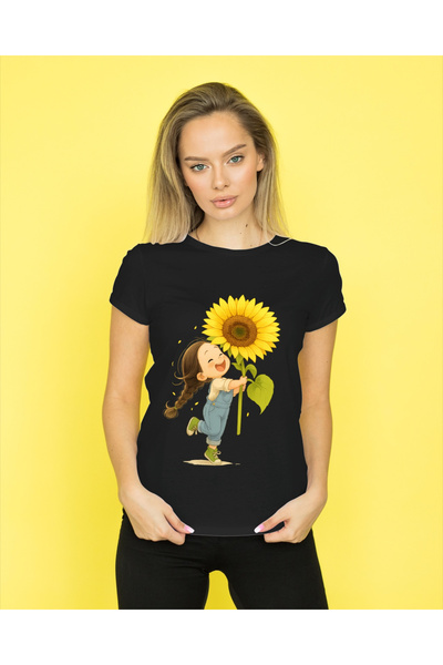 MVRDAR Tricou unisex 100% bumbac Flower Power pentru femei si fete