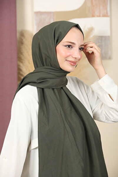 aldyoo Plain Pattern Cotton Viscose Shawl Khaki Green