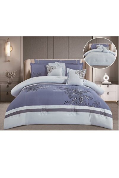 smart home Double Comforter - 8-piece embroidered Premium bedspread set made of 100% microfiber, 260x240cm