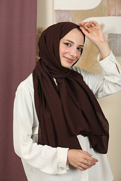 aldyoo Σάλι από βαμβακερή βισκόζη με απλό σχέδιο σε καφέ σοκολάτα