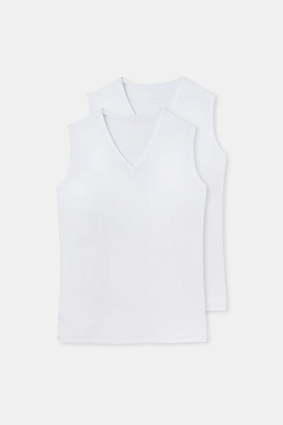 Dagi Men's 100% Cotton 2-Pack V-Neck Sleeveless Undershirt