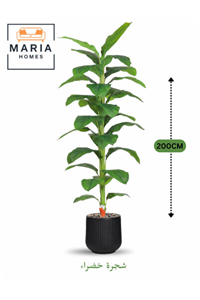 MARIA HOMES شجرة اصطناعية خضراء بأوراق خضراء 200 سم – نبات طويل مزخرف مع وعاء...