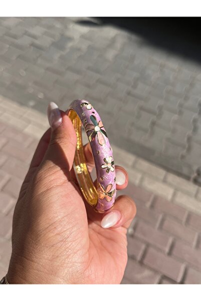 MODA Mor çiçekli mineli kelepçe