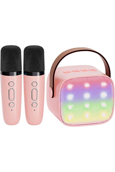 Generic Mini Karaoke Machine for Kids Adults, Portable Bluetooth Speaker with 2 Wireless Microphones,