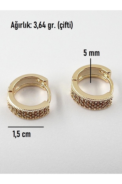 Siya Silver Special Series Tarnish-Free Steel Zircon Stone Perforated Minimal Hoop Earrings - 1.5 cm