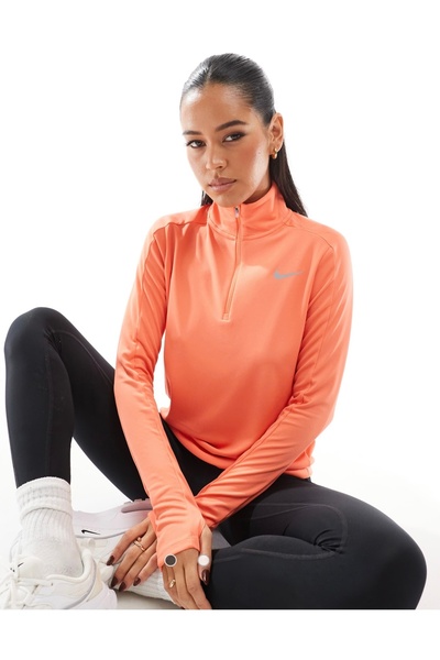 Nike Dri-Fit Pacer Çeyrek Fermuarlı Turuncu Kadın Koşu Üst