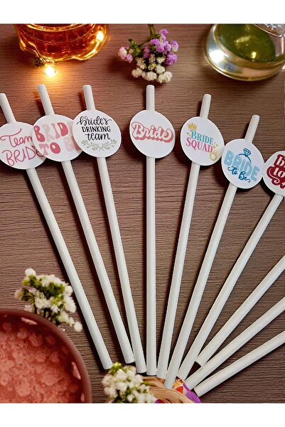 Armada 10 Pieces Bride to Be Bachelorette Themed White Paper Straws