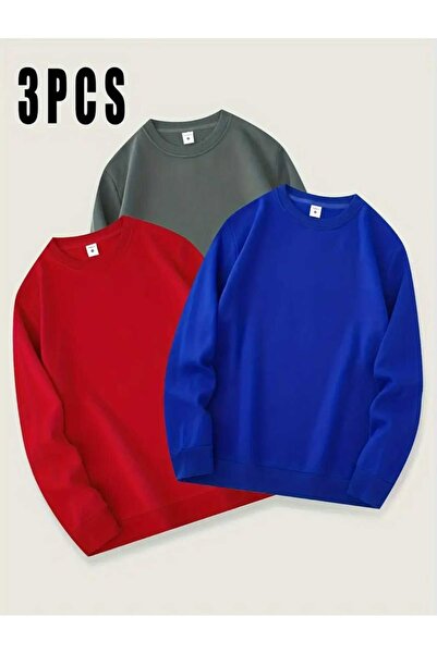 blackbonds 3lü kombin rekler baskısız basic bisiklet yaka sweatşhirt