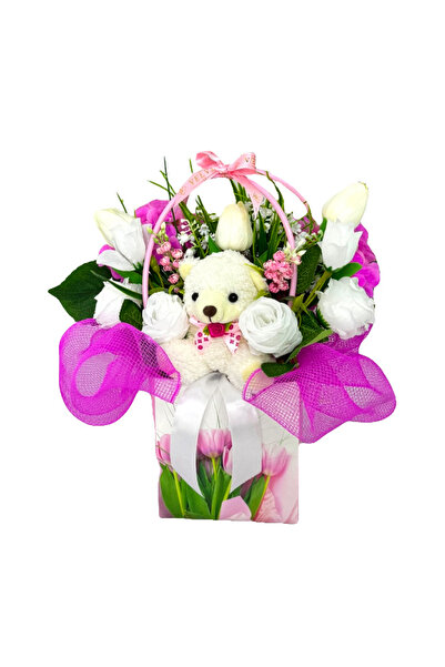 velve Cosulet aniversar Floral Collection,ursulet de plus, lalele, trandafiri...