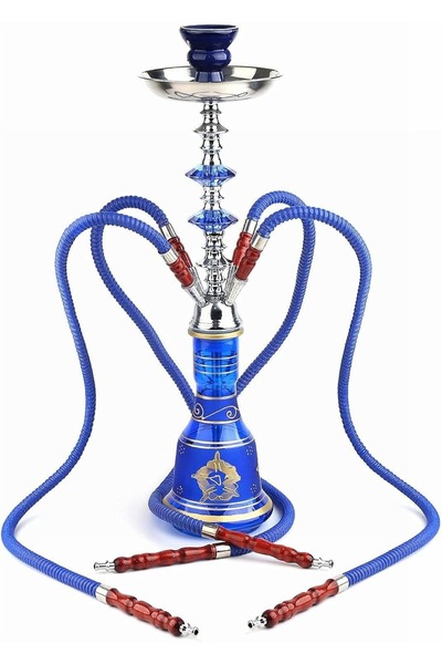 l'elefante Classic Glass Hookah with 4 Hoses | Premium Hookah with Thick Glass Base, Ceramic Bowl and Pipe -