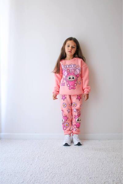 ARBİ kids Girls' Labubu Three-Thread Quilted Double Suit Back to School