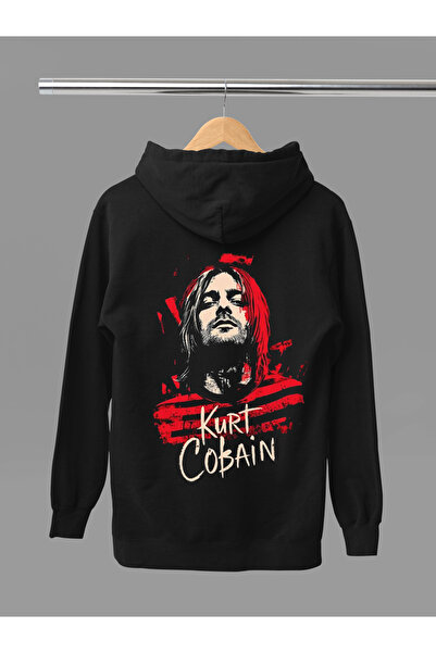 MAGORS سترة روك قطنية مطبوعة بأكمام طويلة وقلنسوة من نيرفانا بثلاث خيوط