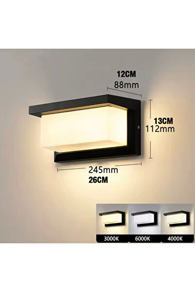 Nerfa Waterproof LED Outdoor Wall Light, 26cm x 13cm, 3000K Warm Yellow Light
