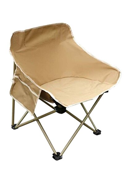 AGD Folding Camping Chair, Oxford Fabric with Side Storage Pockets — Beige